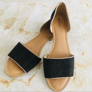 Black & Gold rhinestone Merona sandals sz 11
